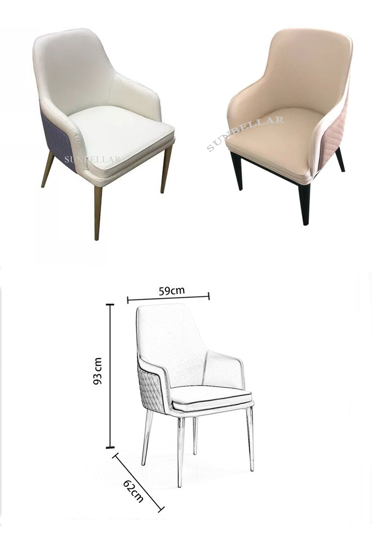 wood leather chair design modern dinning room furniture  wooden legs with gold cover dining chair