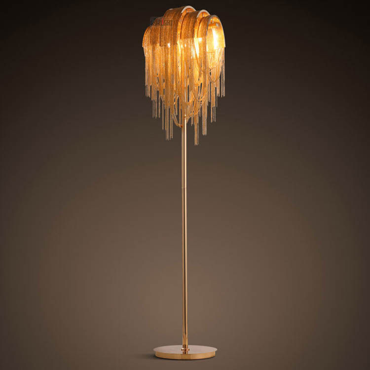 Creative personality post-modern tassel aluminum chain floor lamp for designers and engineers