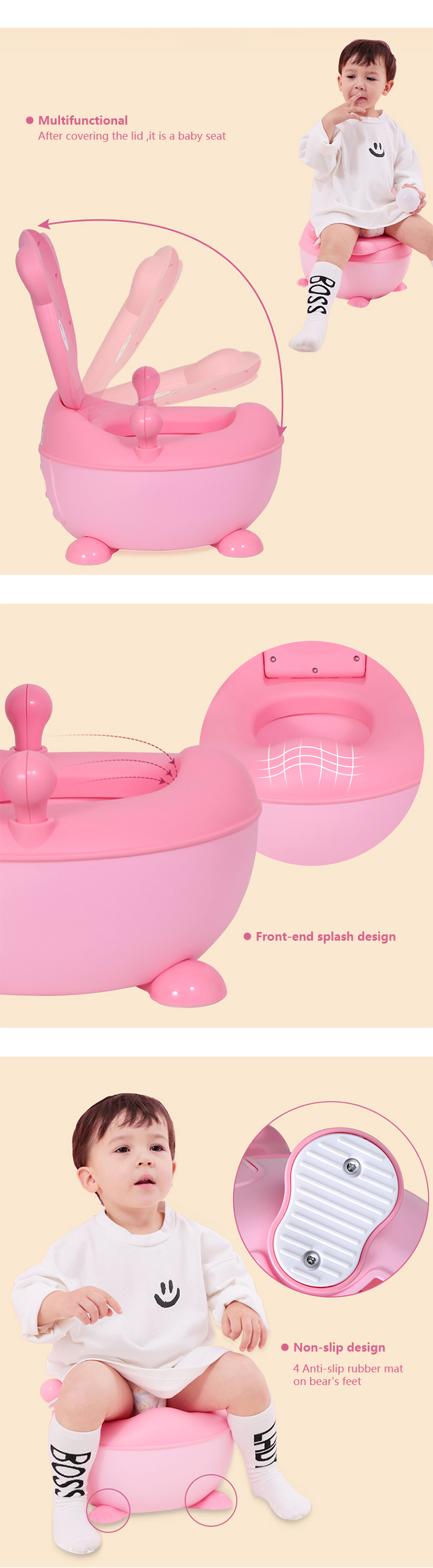 Comfortable Plastic Baby Potty Music Removable Training Potty Chair For Sale