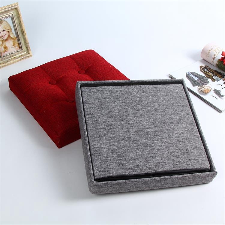 2019 Professional popular  foldable square stool ottoman with storage fabric linen style