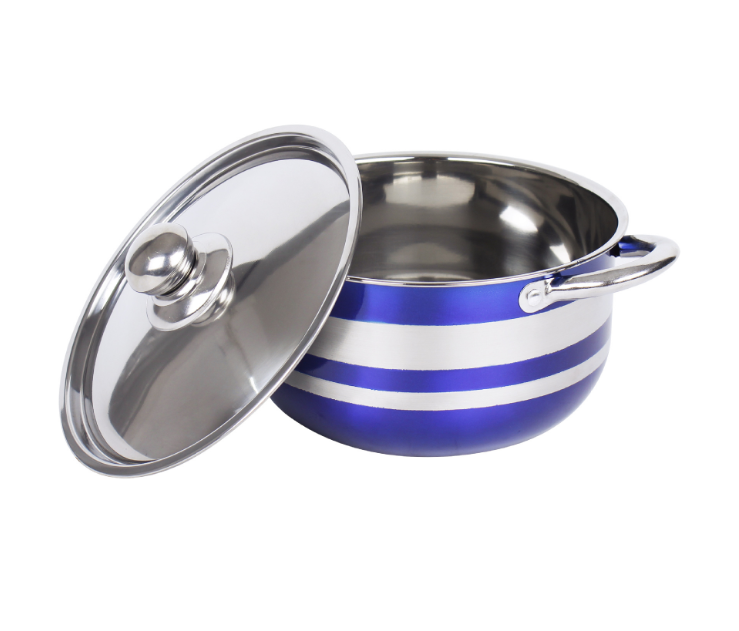 Colorful Double Bottom Stainless Steel Cooking Pots commercial cooking pots