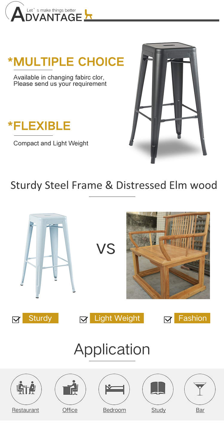 China Factory Vintage Industrial Style Metal Iron Chair Bar Furniture Industrial Bar Stools