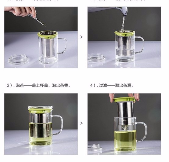 12oz--15oz Heat Resistant Glass Tea Mugs Glass Tea Cups With Infuser