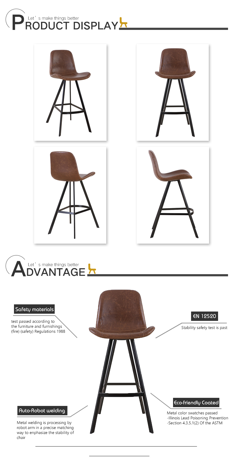 pu bar stool with back industrial bar furniture stool chairs kitchen high stool for kitchen