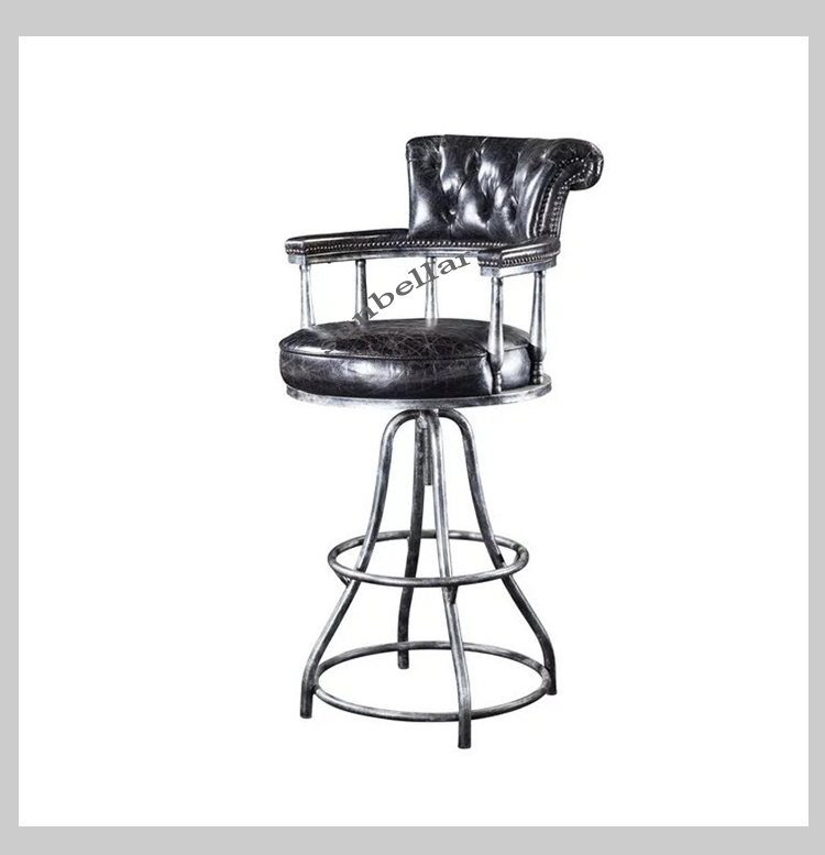 foshan furniture hot selling bar chair genuine leather high chairs for counter bar table tufted backrest home kitchen bar chair