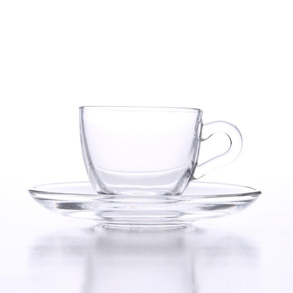 Teacup and Saucer Set Coffee Clear Glass Cup and Saucer Set