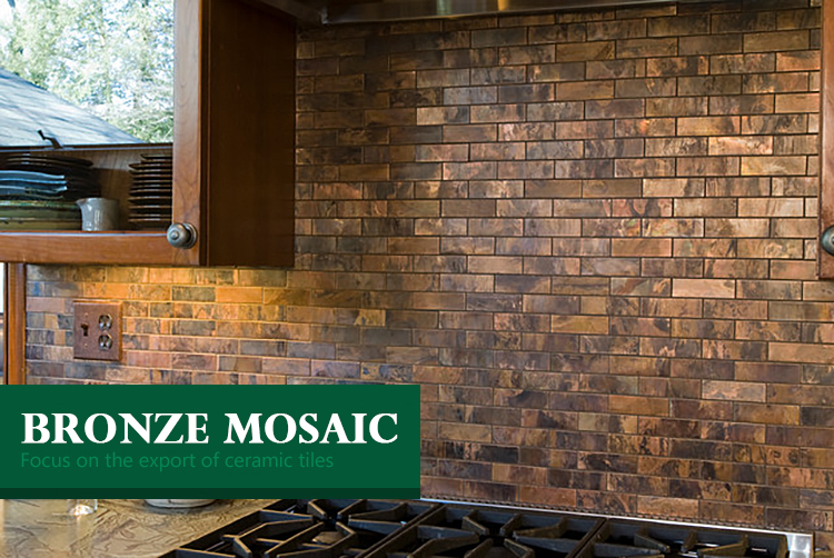Bathroom Design Luxury Mosaic Tiles New Design Interior Wall Decoration Brushed Metallic Color Square Bronze Metal Mosaic Tile