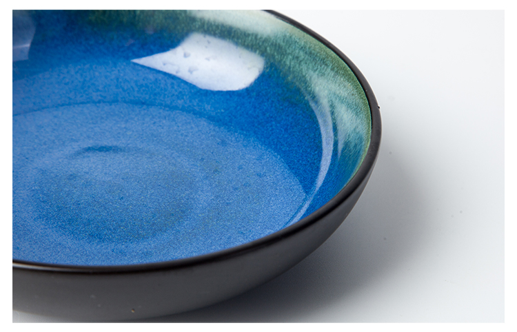 Reactive Glaze Gourmet Deep Dishes Catering Blue Plate Porcelain