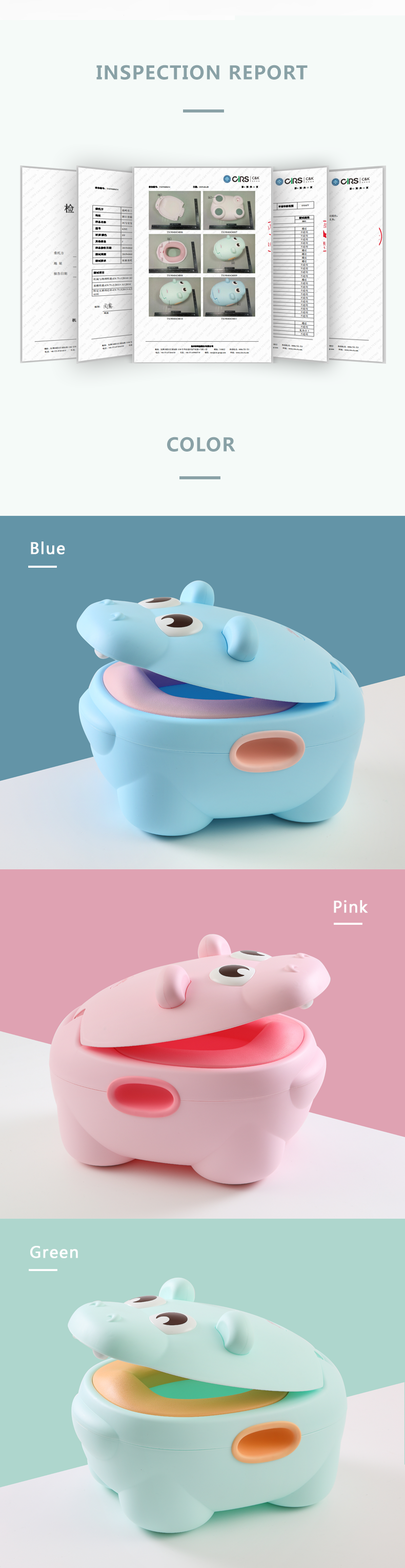 EN71 Test Adult Baby Kids Travel Toilet Squatty Potty, Cute Children Toddler Size Simulation Plastic Potty Chair/