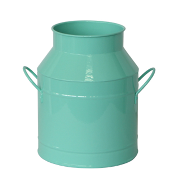 Elegant Green Small Primitive Jug Vase Galvanized Milk Can for Home Office Decor