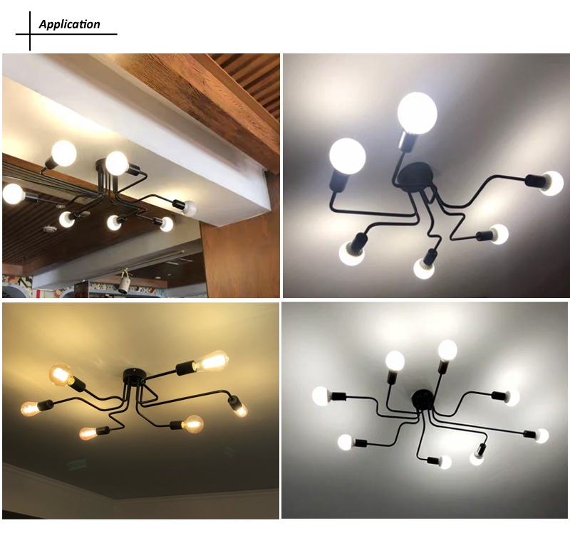 Retro Industrial Loft Nordic Pipe Wrought Iron Ceiling Light 4 6 8 Heads Lamp for Home Decor Restaurant Dinning Cafe Bar Room