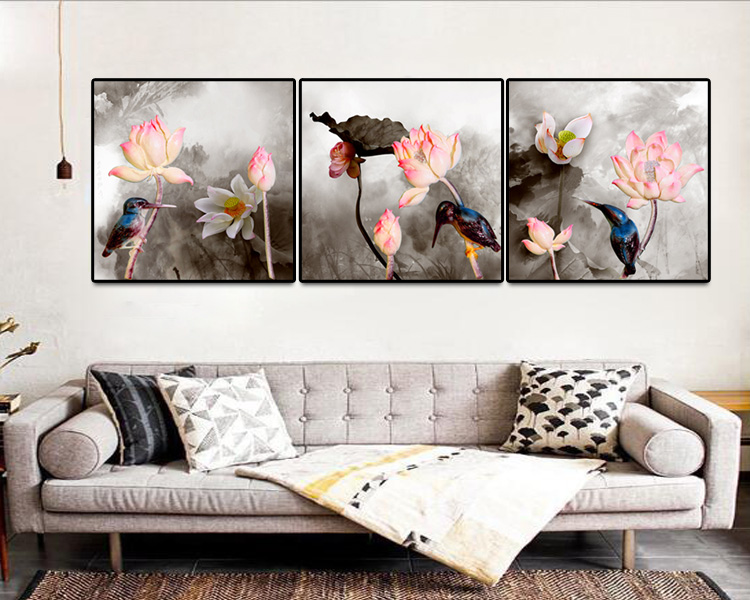 Factory Price Lotus Photo 3D Wall Mural Oil Painting By Numbers Kits Wholesale