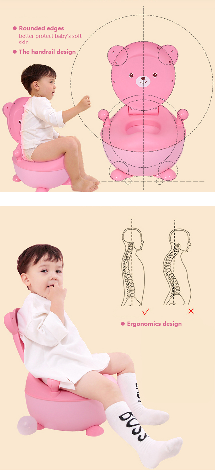Comfortable Plastic Baby Potty Music Removable Training Potty Chair For Sale