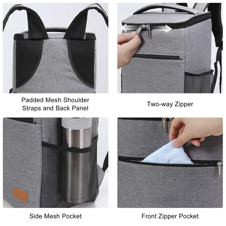 Sac à dos isotherme pour déjeuner sac de refroidissement doux pour pique-nique camping barbecue