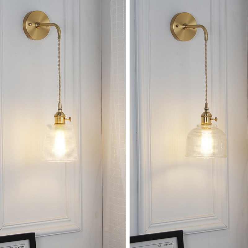 glass brass bedside decorative indoor led modern wall lamp
