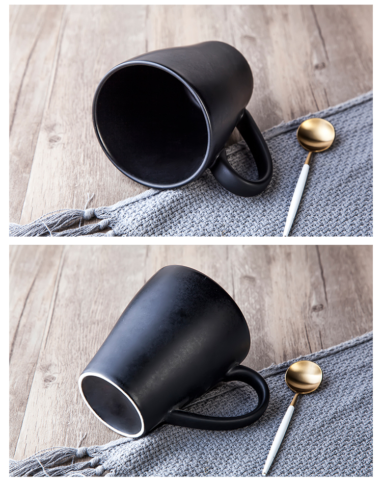 High-quality Custom Brand Logo 360ml Black  Coffee Mugs With Hand