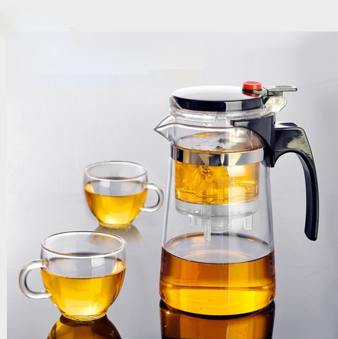 350ml Heat resistant glass tea pot with stainless steel infuser and Lid
