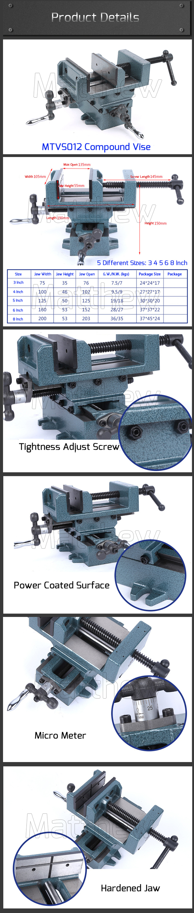 Heavy Duty Compound Cross slide Vise for CNC Machining