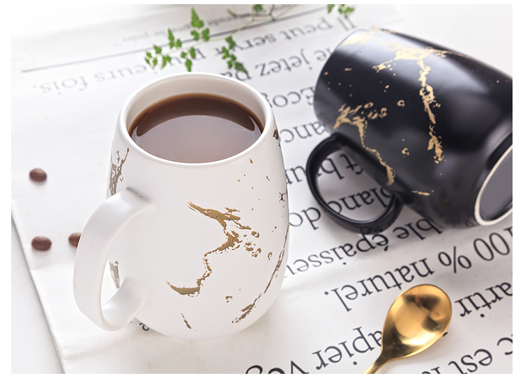 Small Mouth Stoneware Gold Black White Coffee Cup17oz Big Coffee Mug