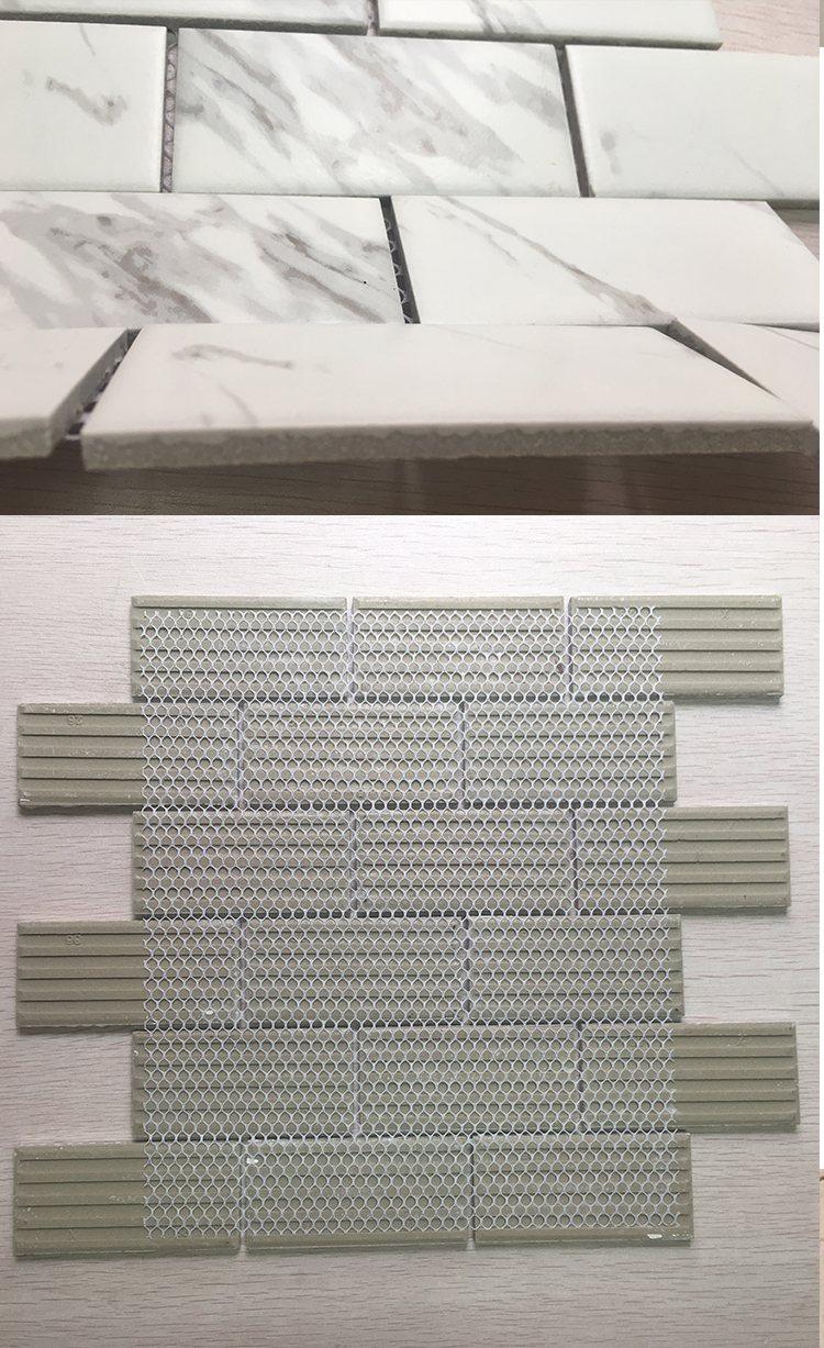 White Statuario Bathroom Ceramic Wall Tile  Carrara White Subway Beveled Tile