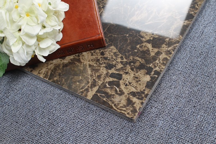 Imported Ceramic Tiles From Spain 80X80 Stock Full Polished Glazed Porcelain Dark Emperador Tile