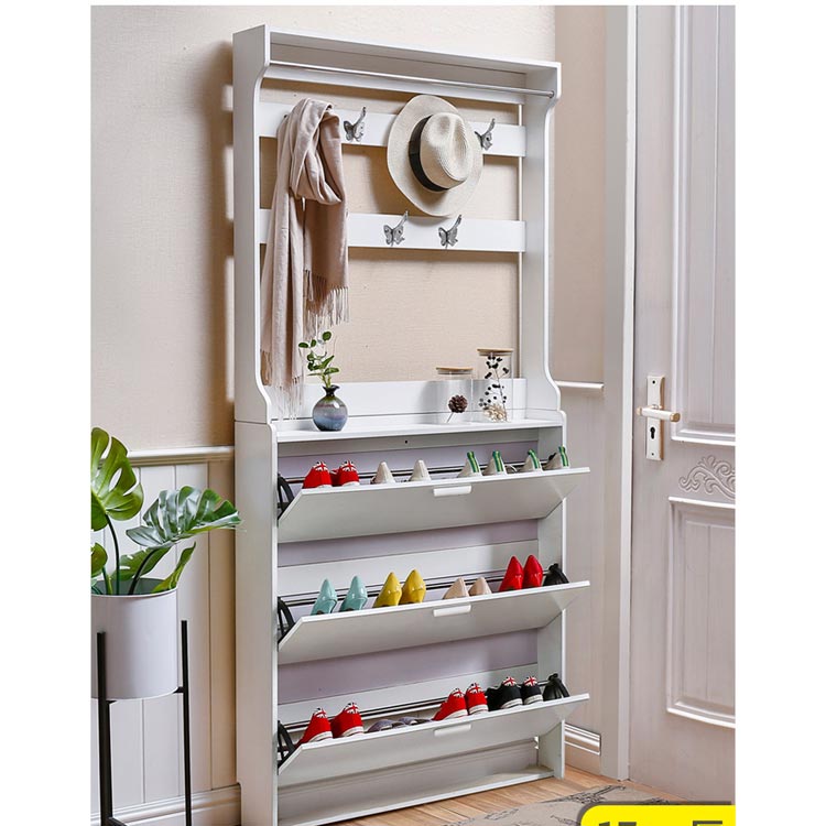 White modern  wooden shoe racks for closets cabinet