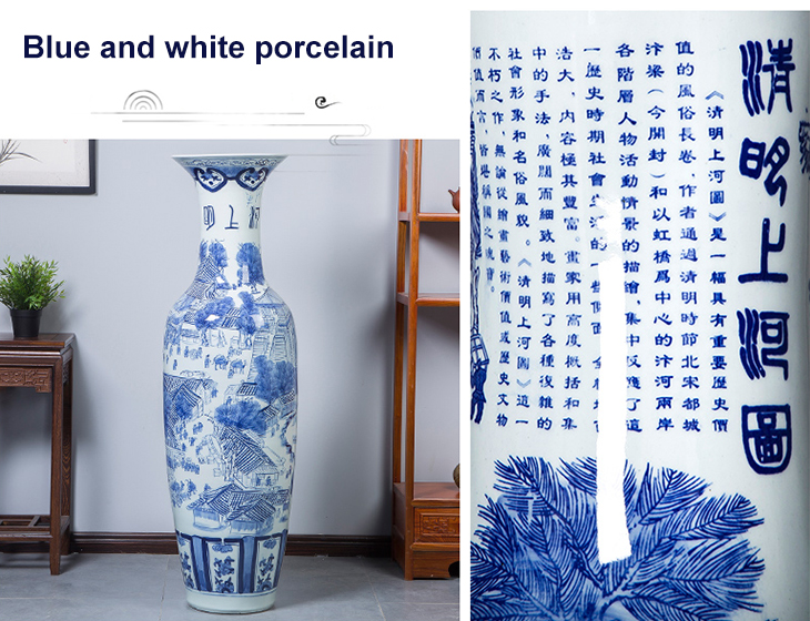 Antique blue and white porcelain outdoor decorative vases