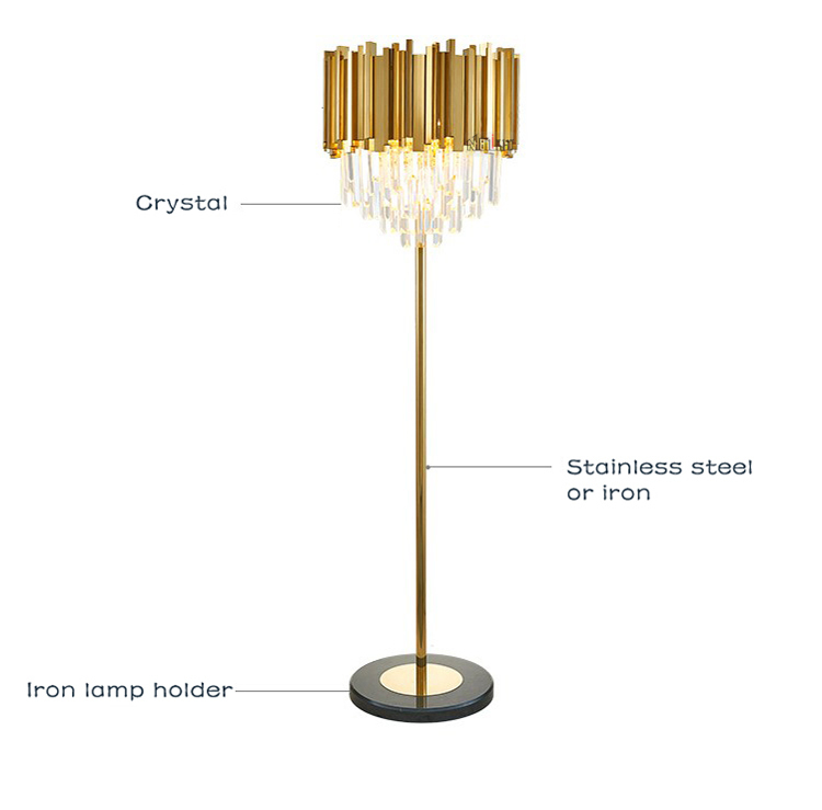 Hotel Dia.35*H150cm/Light-luxury post-modern decorative art crystal Floor lamp, for model room,bedroom,dining room Living Room