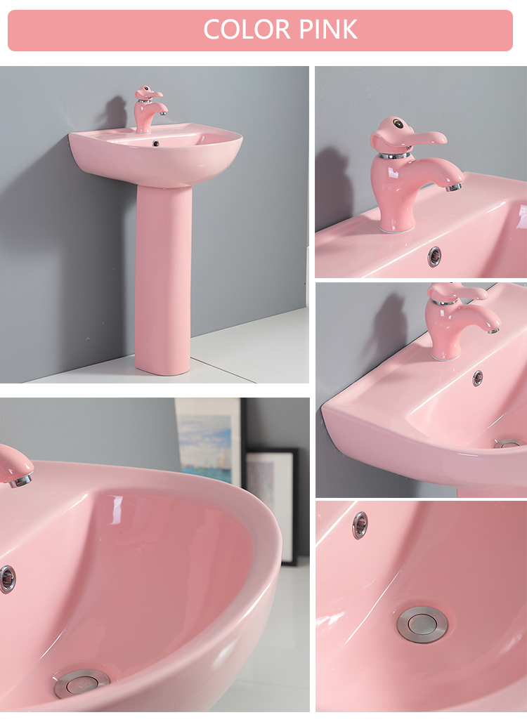 Various colors smooth color pedestal price stand alone wash basin