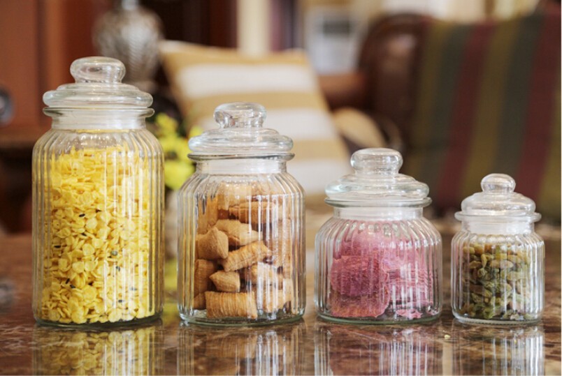 Wholesale Smart strip glass storage jar for fresh tea or herbs