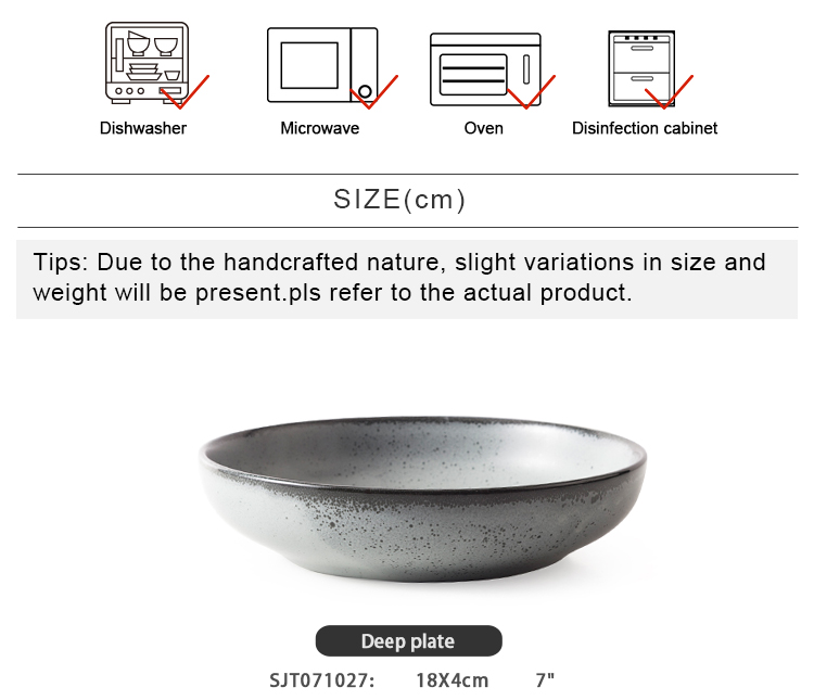Best Stoneware Dinnerware 18cm Restaurant Ceramic Plate Grey