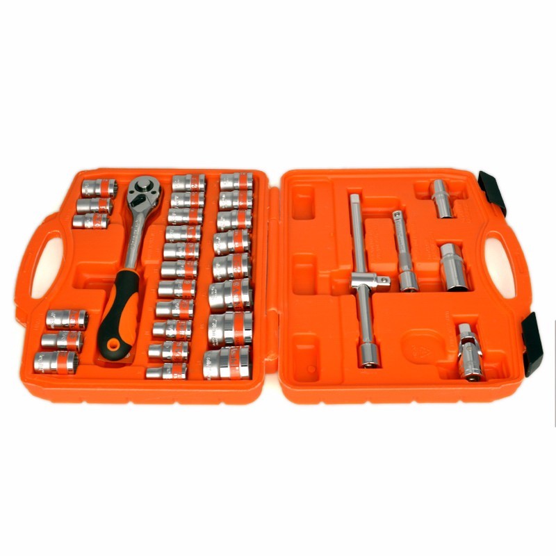 ASAKI AK-9771 32pcs High Quality CR-V 1/2" DR.  Socket Tool Set CRV for mining metallurgy shipbuilding electricity auto  repair