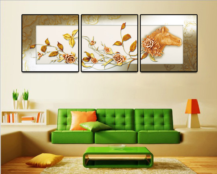 Home Decor Product Horse 3D Resin Decorative Relief Wall Painting