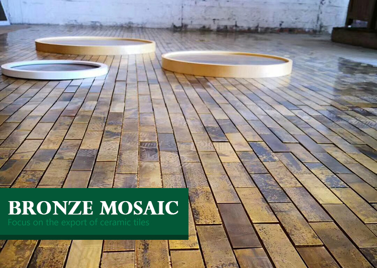 Luxury Smooth Golden Copper Linear Mosaic Wall Tile Luxury Factory Provide Copper Bronze Strip Metal Mosaic Tile