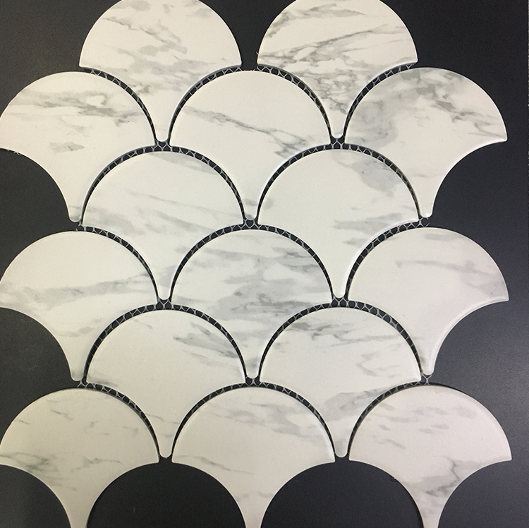Fish Scale Mosaic For Interior Decoration Fishscale Fan Shape Fish Scale Ceramic Mosaic