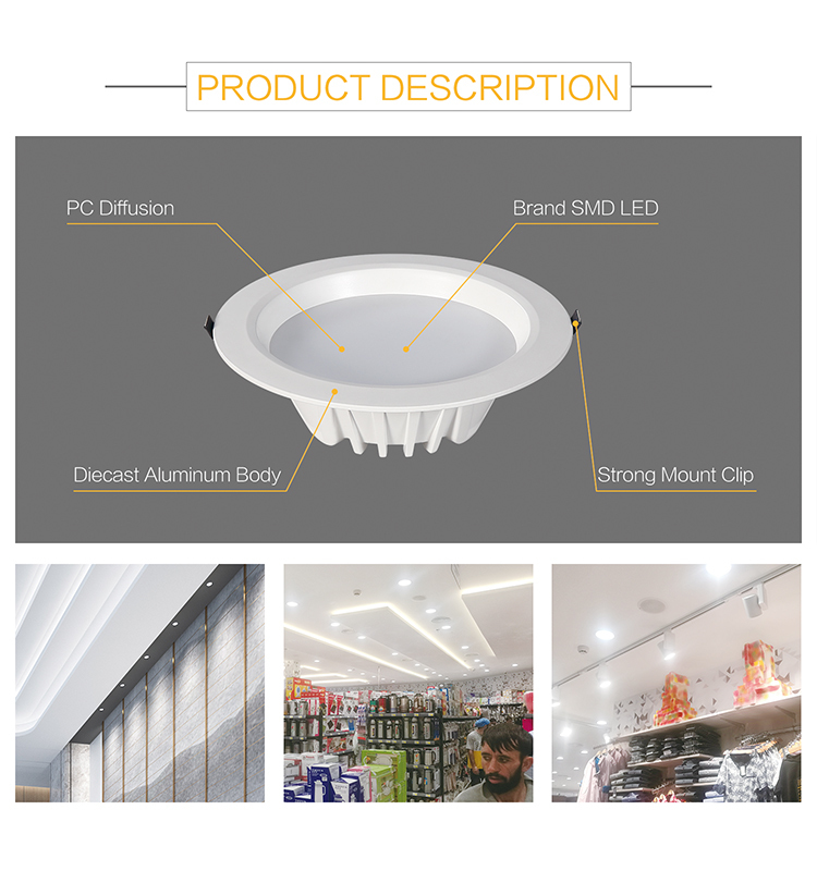 Aluminum  Hot Sales Indoor Cool White Round shape 6 Inch recessed led Ceiling downlight Lighting