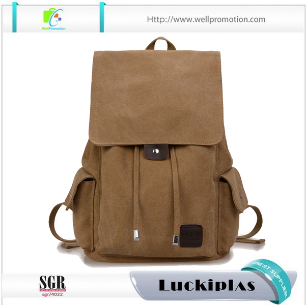 Vintage Canvas Rucksack mit Kordelzug, Wanderrucksack Rucksack