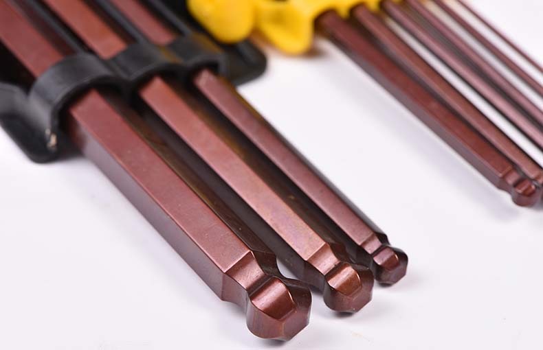 ASAKI AK-7407 Long Type S2 Plated Ball Point End Hex Key Wrench Set Hex Key  9pcs #1.5mm 2mm 2.5mm 3mm 4mm 5mm 6mm 8mm 10mm