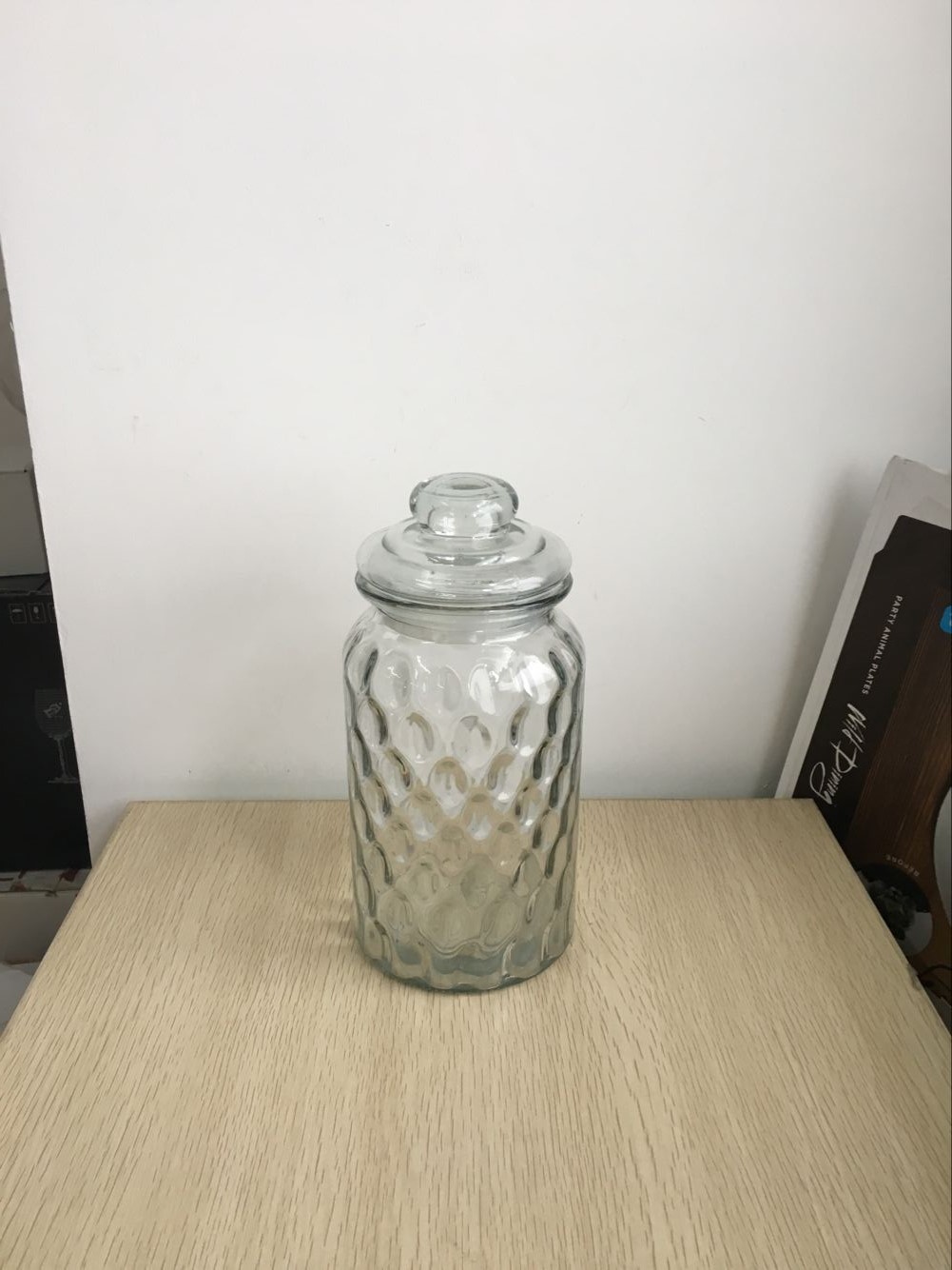 Custom Embossment Tea Coffee Food Healthy Glass Storage Jar With glass Lid