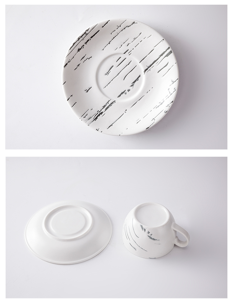 250Ml Cappuccino Marble Cup With Saucer Set For Cafe