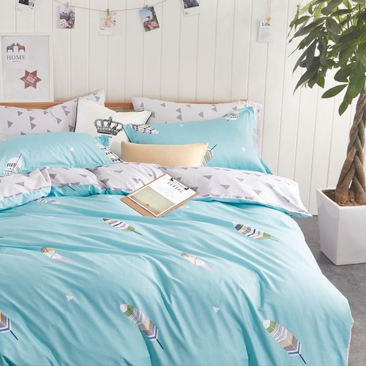 Custom size and weight in guangzhou comfortable printed cotton green double bed sheets