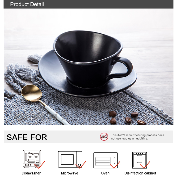 Turkish High Temperature Black Porcelain Cup Matte Coffee Set