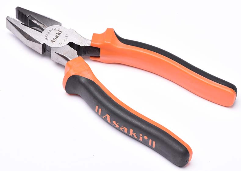 Asaki 34pcs Hand Tool Set Hardware Adjustable Spanner Pliers Screwdriver Hacksaw Frame Flashlight Claw Hammer Measuring Tape Set