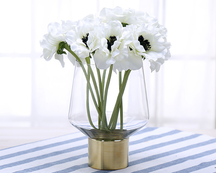 Bixuan Vases Clear Glass Flower Arrangement Vases Brass Gold Band Decor Dining Table Wedding Centerpieces, 7.9'' H x 4.9'' D