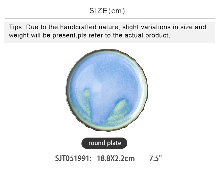 Bulk Price Table Setting Round Side Dishes 7.5" Ceramic Plate Blue