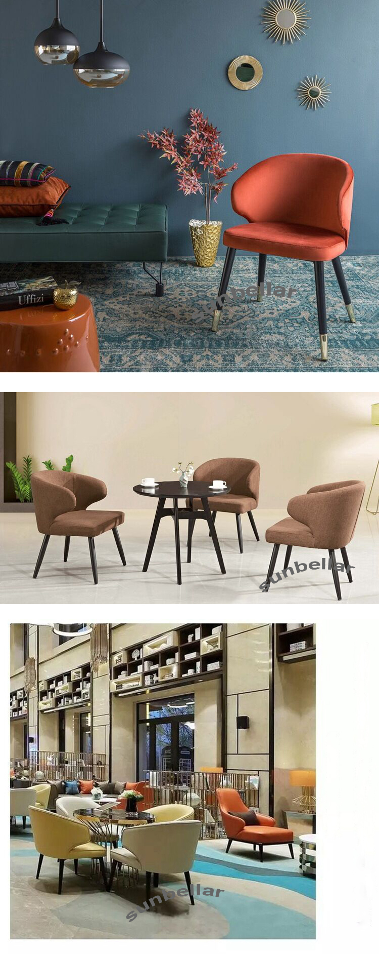 wholesale velvet dining chair wooden legs with gold cover  living room luxury armchair fabric modern design accent chair