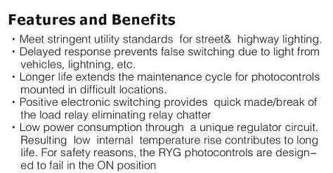 UL Approved dawn to dusk switch 7 pin photocell sensor switch outdoor light control/high way road lamp  BF-A417 series