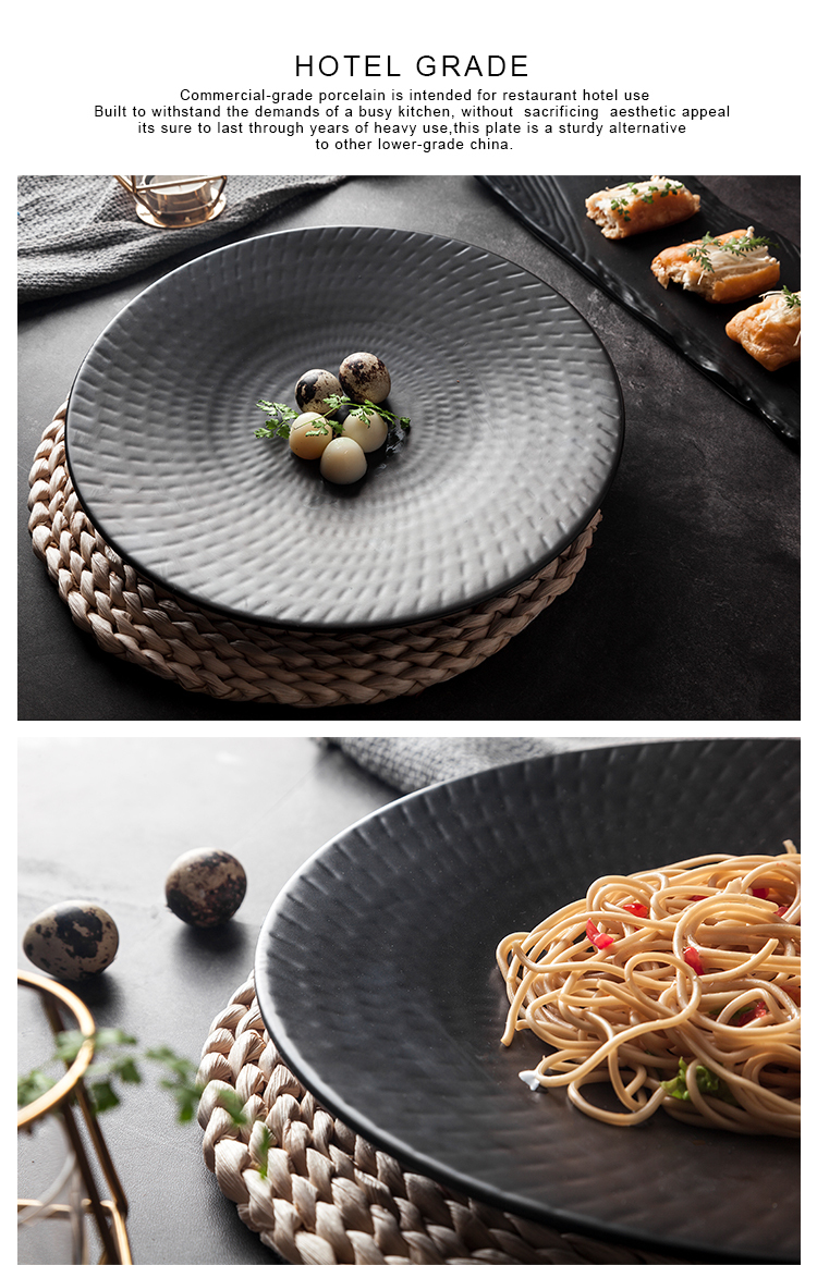 SHENGJING Ceramic Factory Bulk Black Matt Glaze Guangzhou Plates