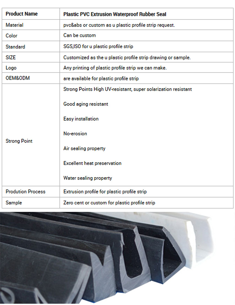 Plastic PVC extrusion wiper blade strip marine rubber seal