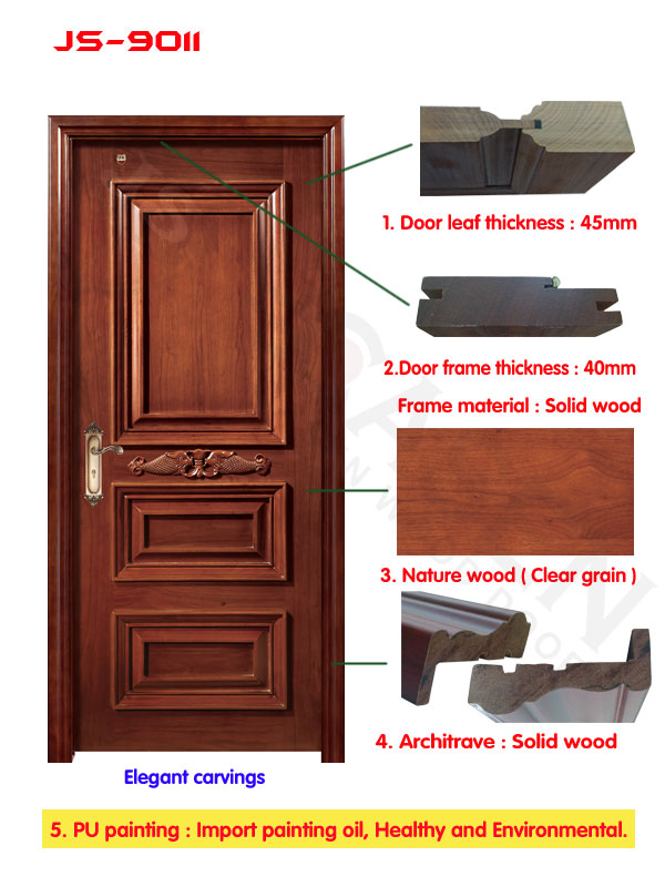 single door sandwich panel interior 3 panel solid wooden door